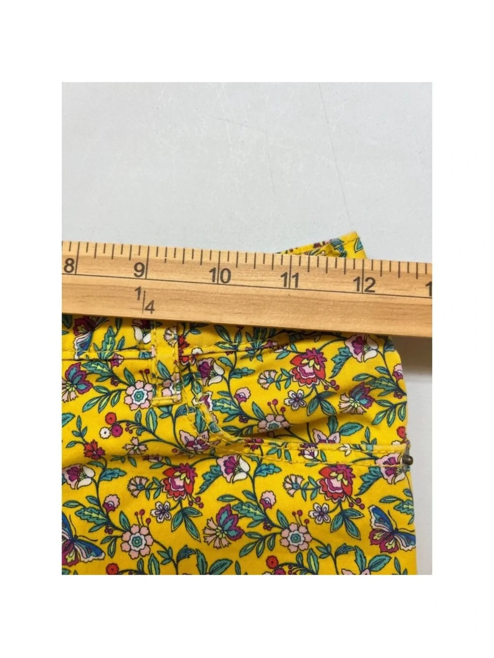 Gap Kids Girls Size 12 Yellow Floral Chino Shorts Stretch Adjustable Waist